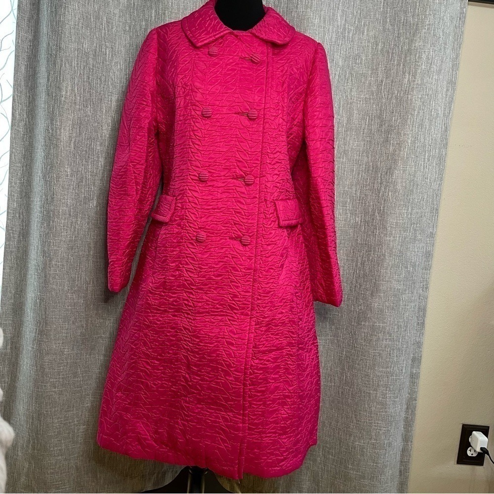 Vintage La Sport Dupont Zepel 70s All Weather Button Down Hot Pink Trench Coat